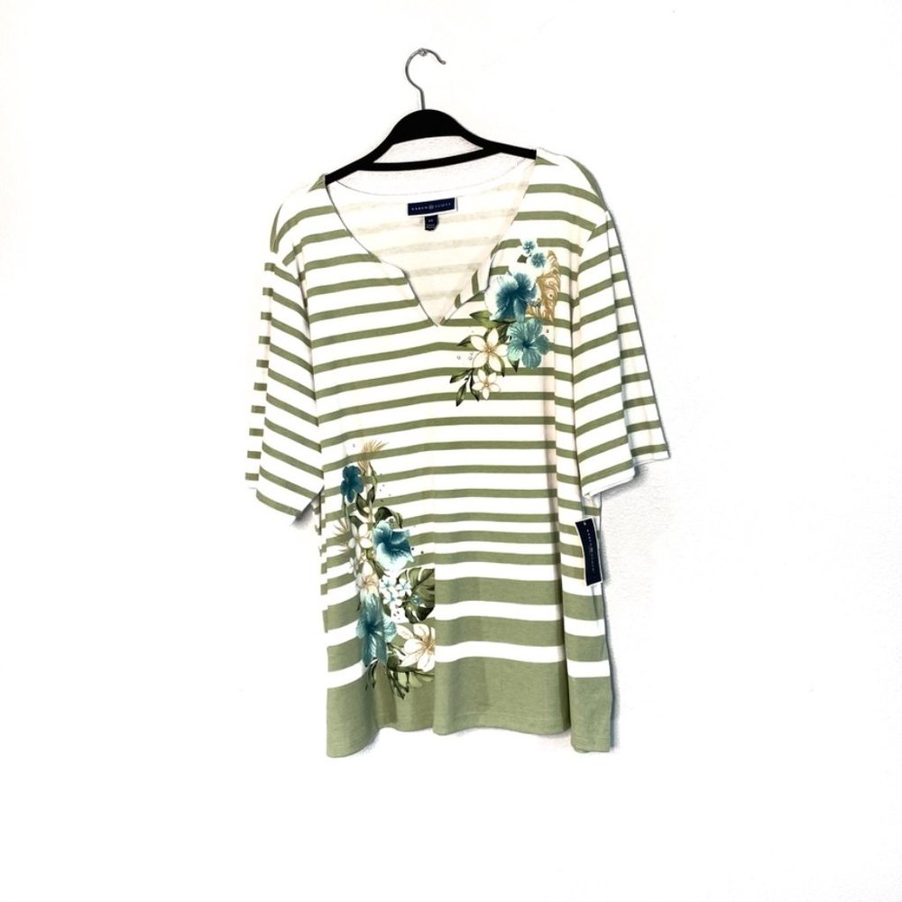 NWT Two Karen Scott Plus Havana Floral Top #4